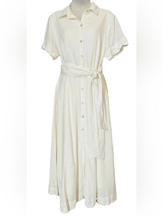 Joie Dresses & Skirts - Joie Shirt Dress Linen Blend Button Front Belted Midi Neutral Minimalist